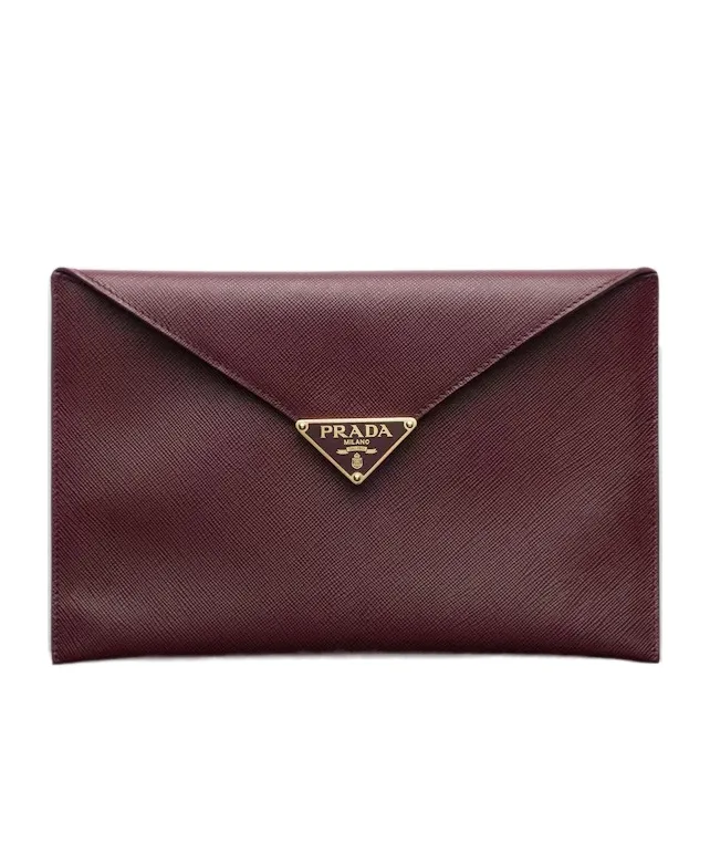 Saffiano Leather Envelope Clutch