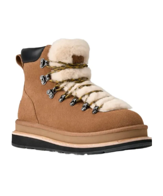Ugg X Sacai Fur-Trim Lace-Up Ankle Boots