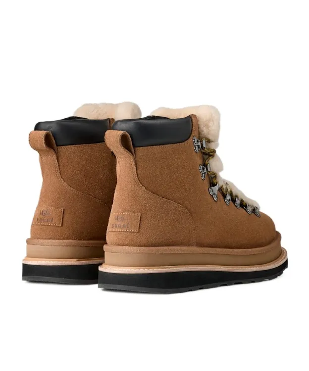 Ugg X Sacai Fur-Trim Lace-Up Ankle Boots