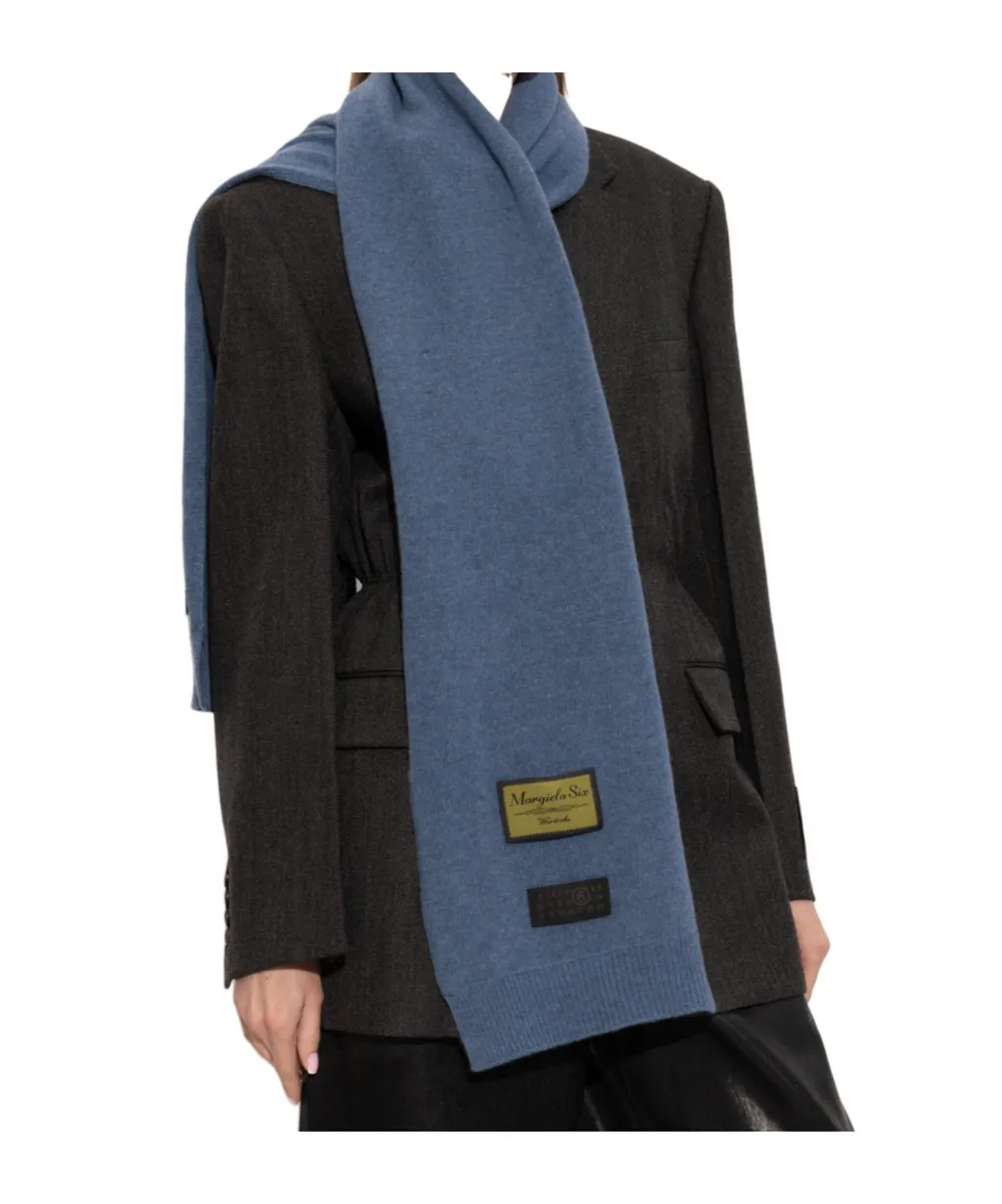 Mm6 Maison Margiela Logo Patch Knitted Scarf