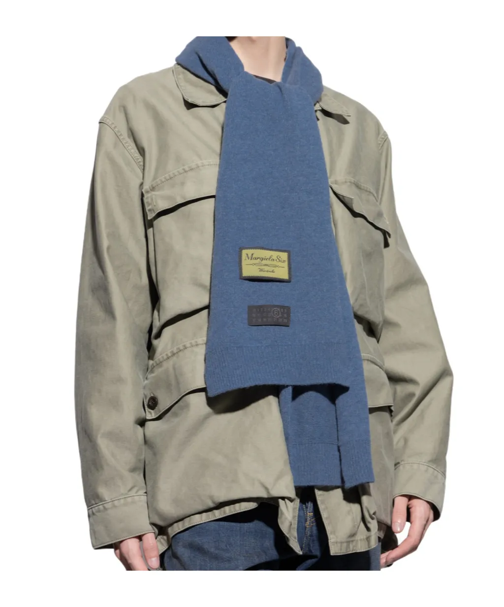 Mm6 Maison Margiela Logo Patch Knitted Scarf