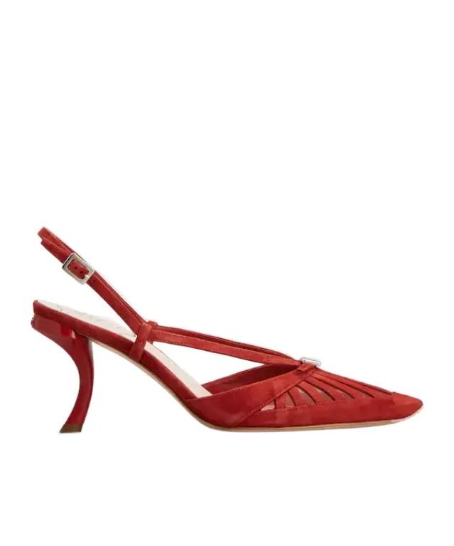 Escarpins Dorsay Virgule En Cuir Velours
