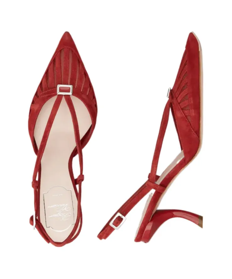 Escarpins Dorsay Virgule En Cuir Velours