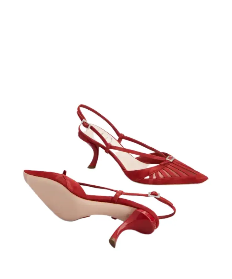 Escarpins Dorsay Virgule En Cuir Velours