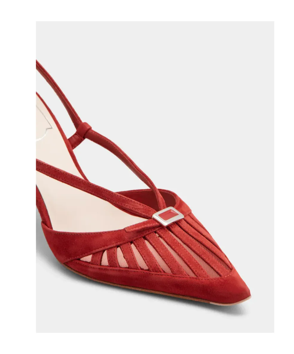 Escarpins Dorsay Virgule En Cuir Velours