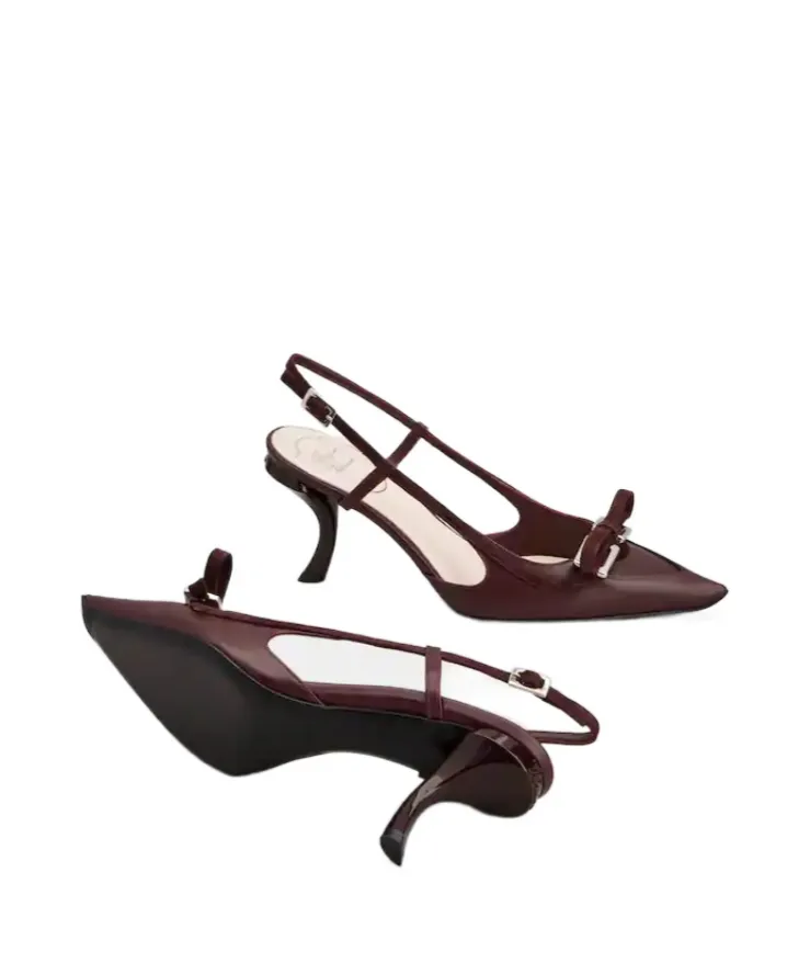 Virgule Slingback Pumps In Leather