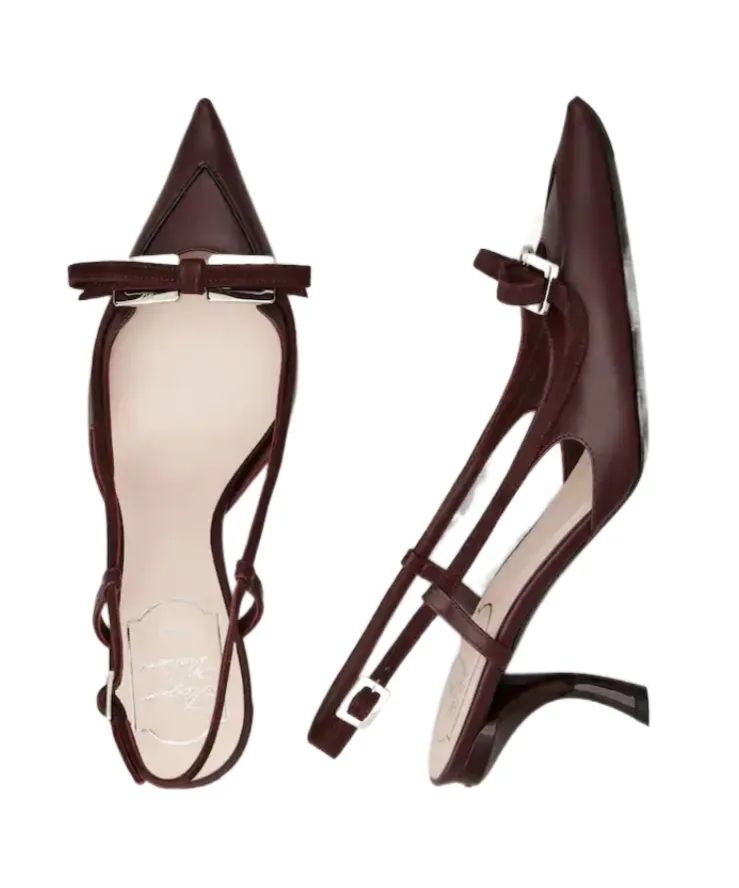 Virgule Slingback Pumps In Leather