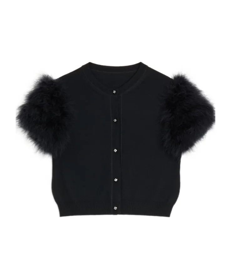 Valentino Crewneck Short-Sleeved Knitted Cardigan
