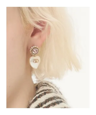 Vlogo Signature Earrings In Metal, Enamel, Pearls And Crystals