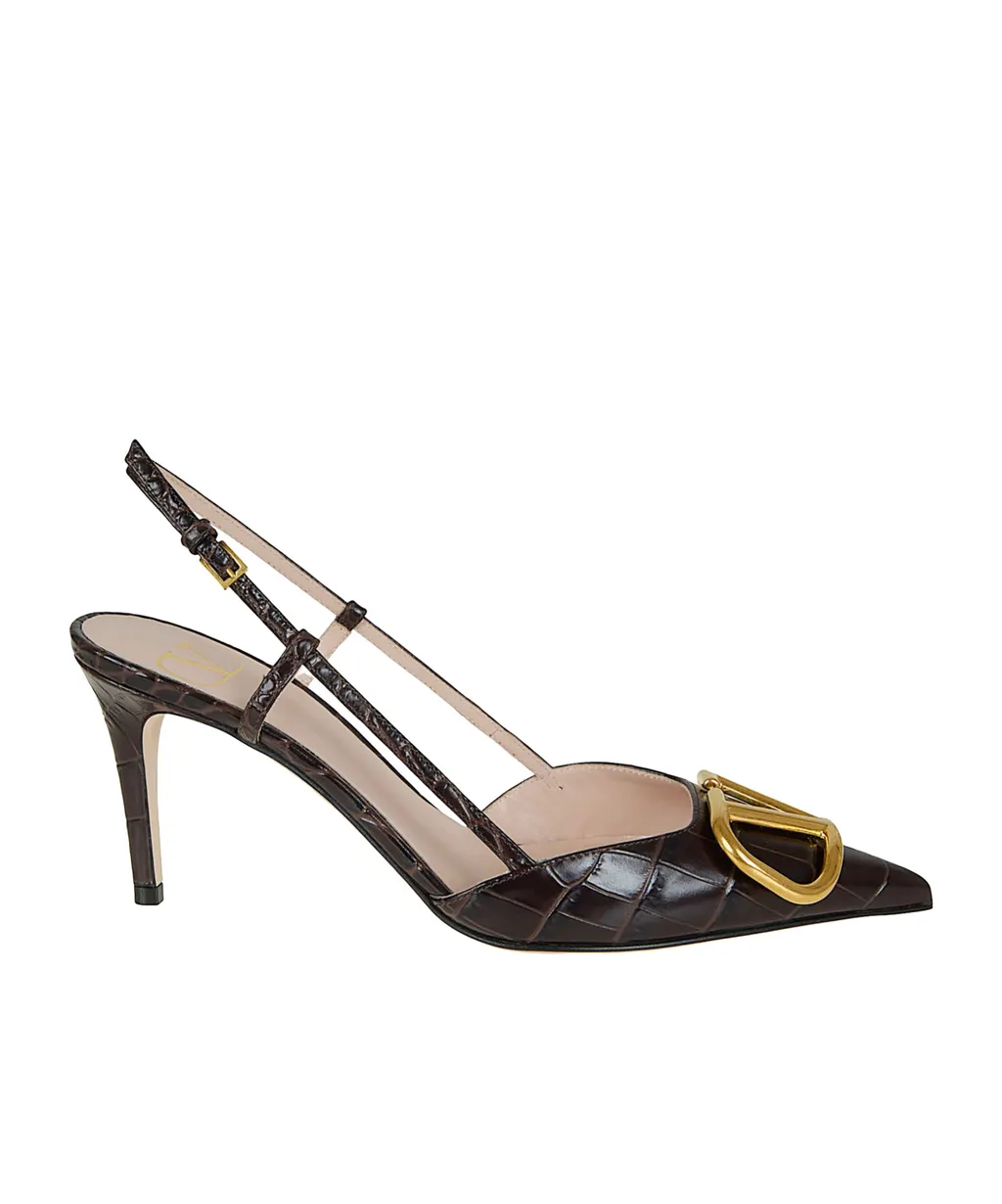 Valentino Vlogo Signature Pointed Toe Slingback Pumps