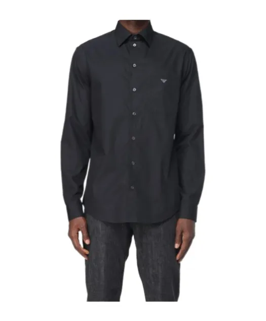 Emporio Armani Regular Fit Logo Embroidered Shirt