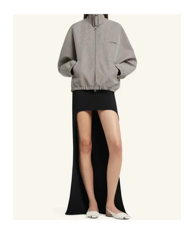 Courrges Buckle Zipped Houndstooth Bomber Jacket