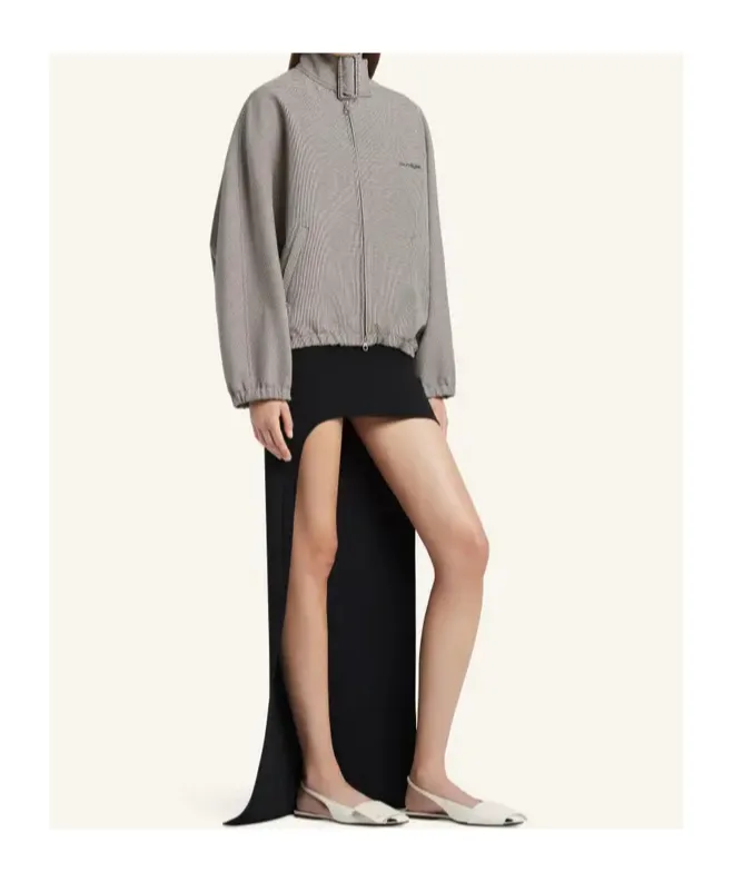 Courrges Buckle Zipped Houndstooth Bomber Jacket