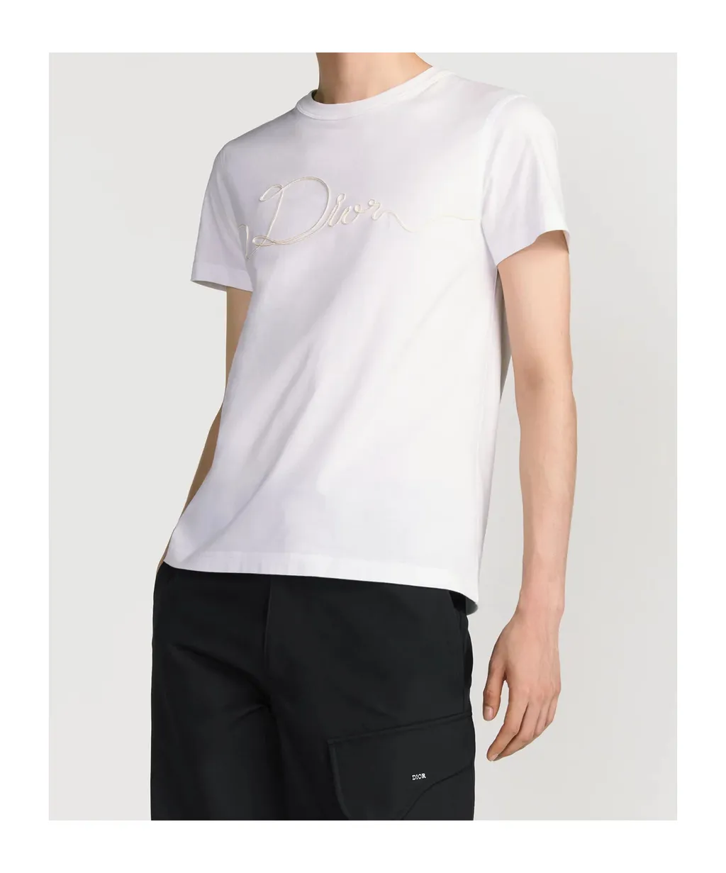 Dior Homme Ribbon Logo Detailed Crewneck T-Shirt
