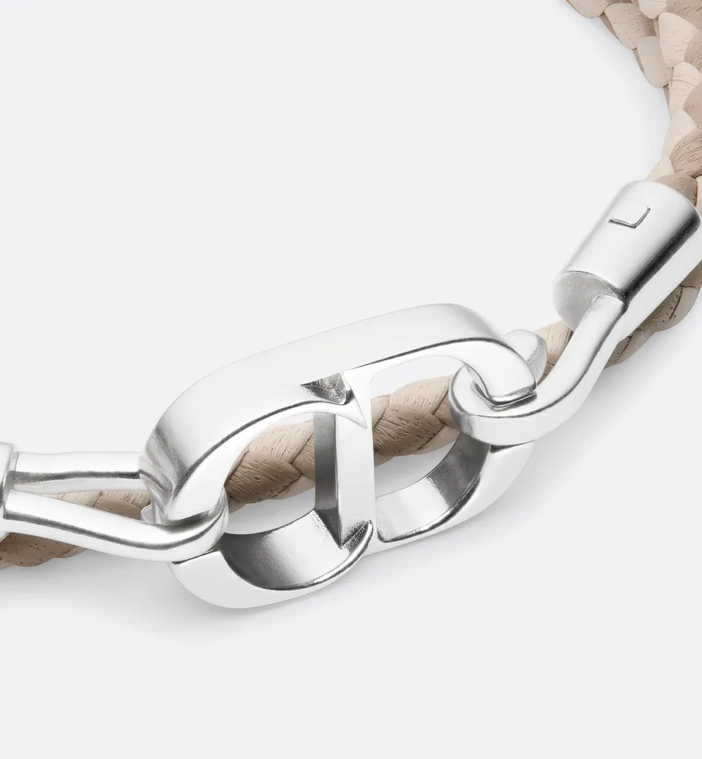Cd Icon Woven Leather Double Bracelet