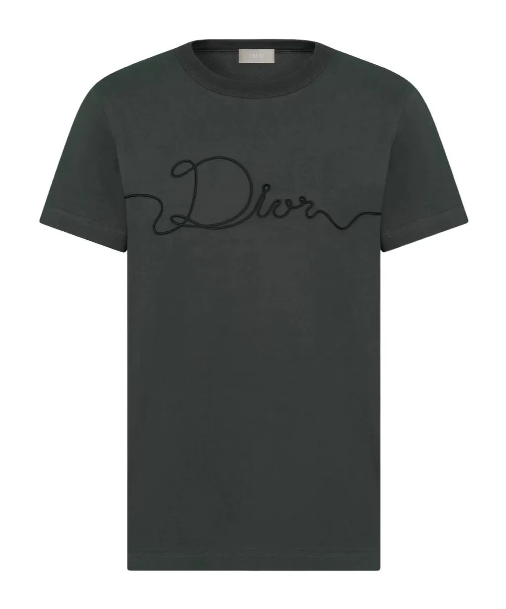 Dior Homme Ribbon Logo Detailed Crewneck T-Shirt