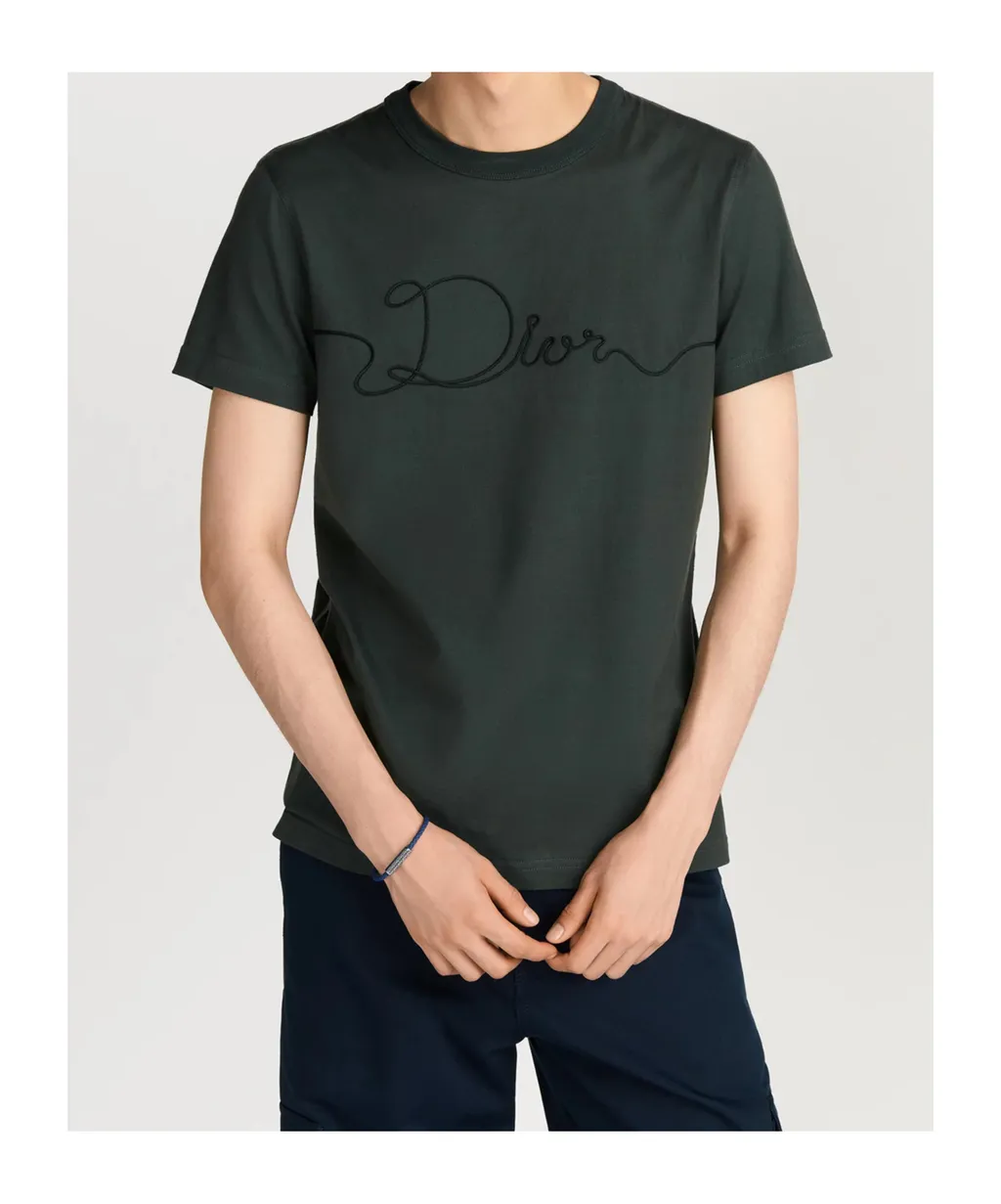 Dior Homme Ribbon Logo Detailed Crewneck T-Shirt