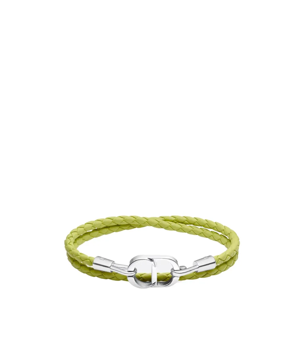 Cd Icon Woven Leather Double Bracelet