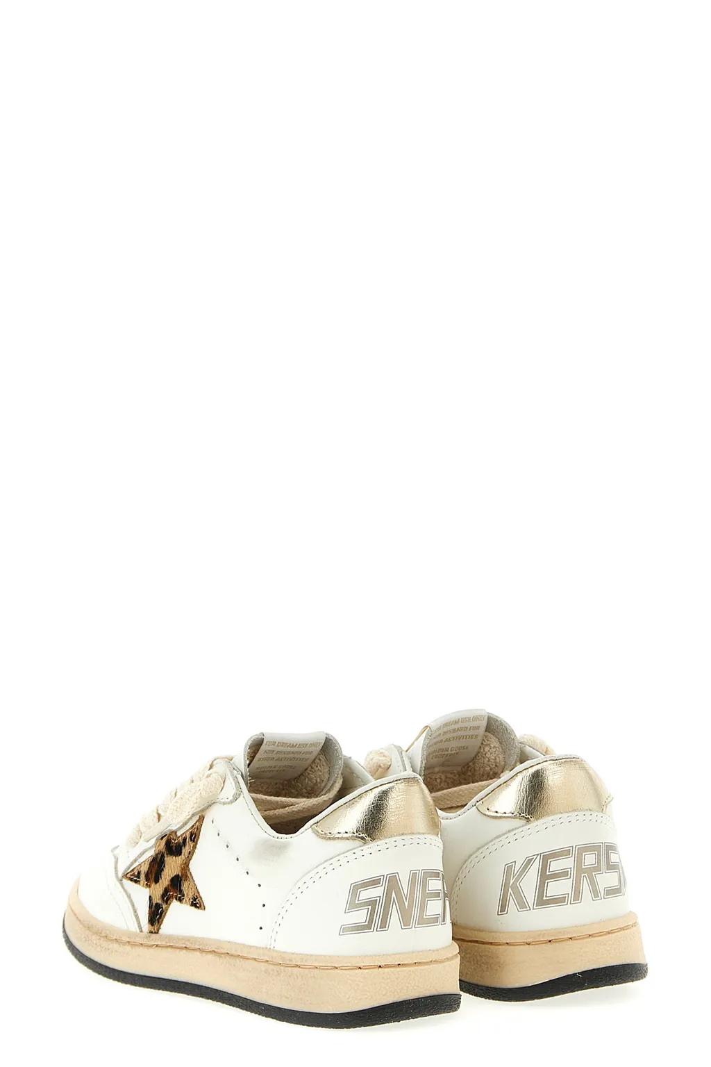 Used-Effect Star Calf Leather Sneakers