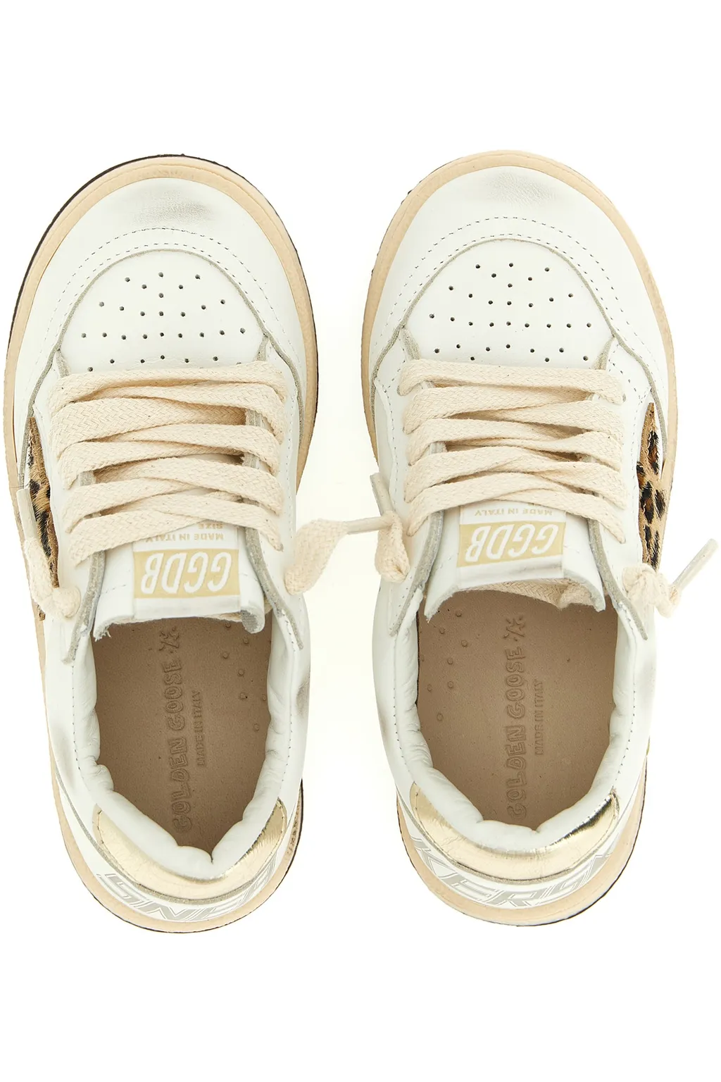 Used-Effect Star Calf Leather Sneakers