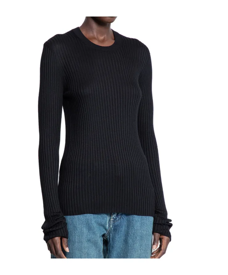 Long-Sleeve Ribbed-Knit Top