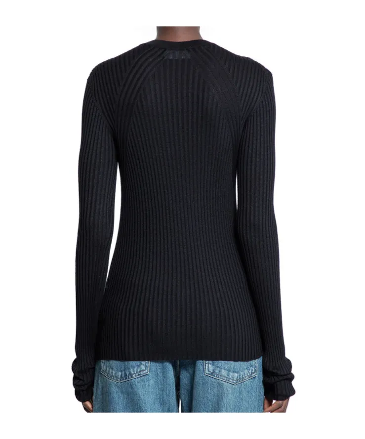 Long-Sleeve Ribbed-Knit Top
