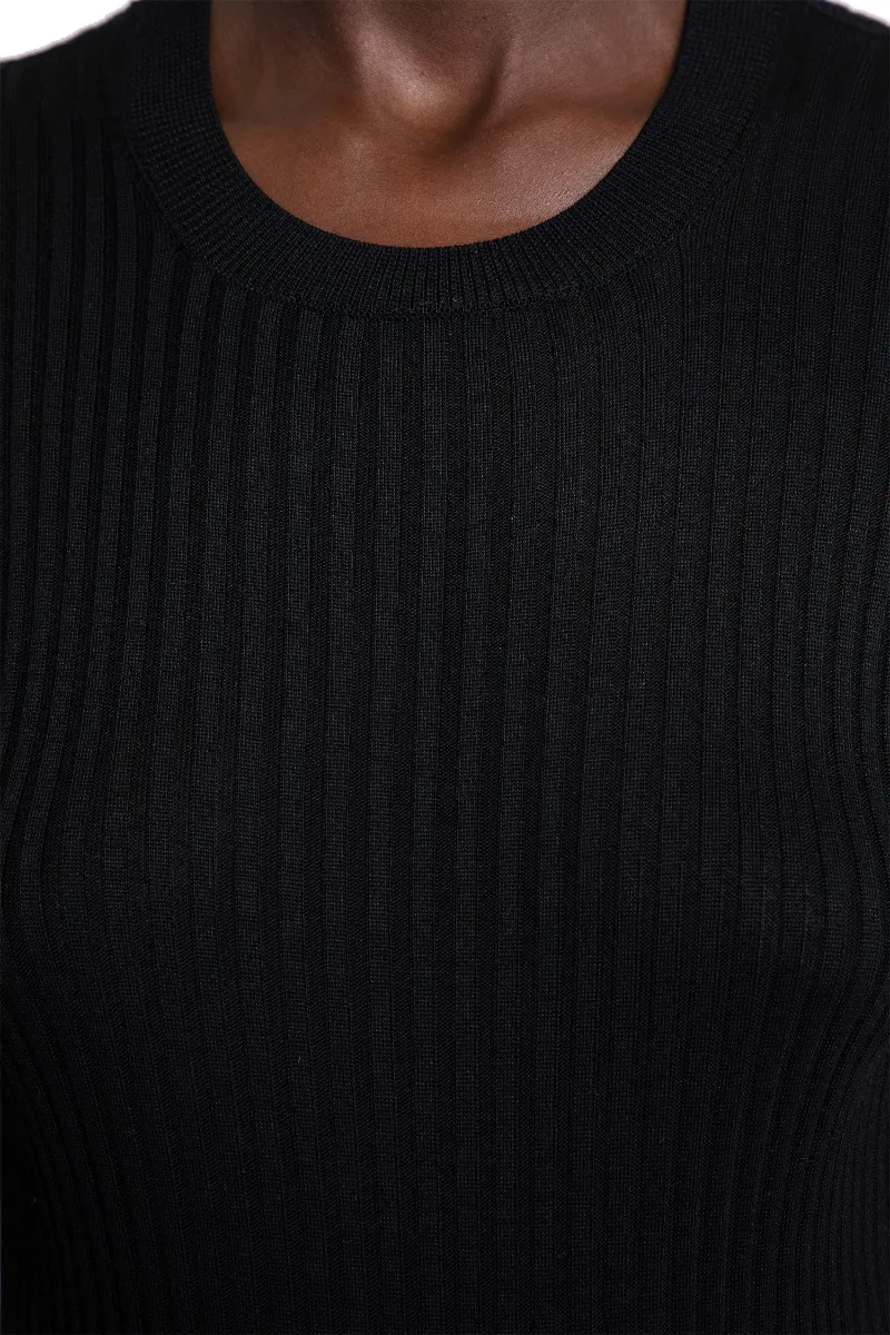 Long-Sleeve Ribbed-Knit Top