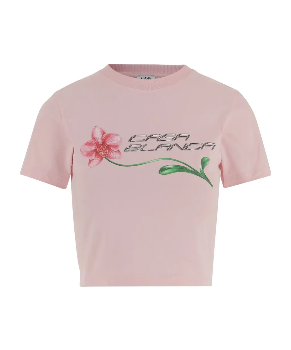 Casablanca Logo Print Crop Top