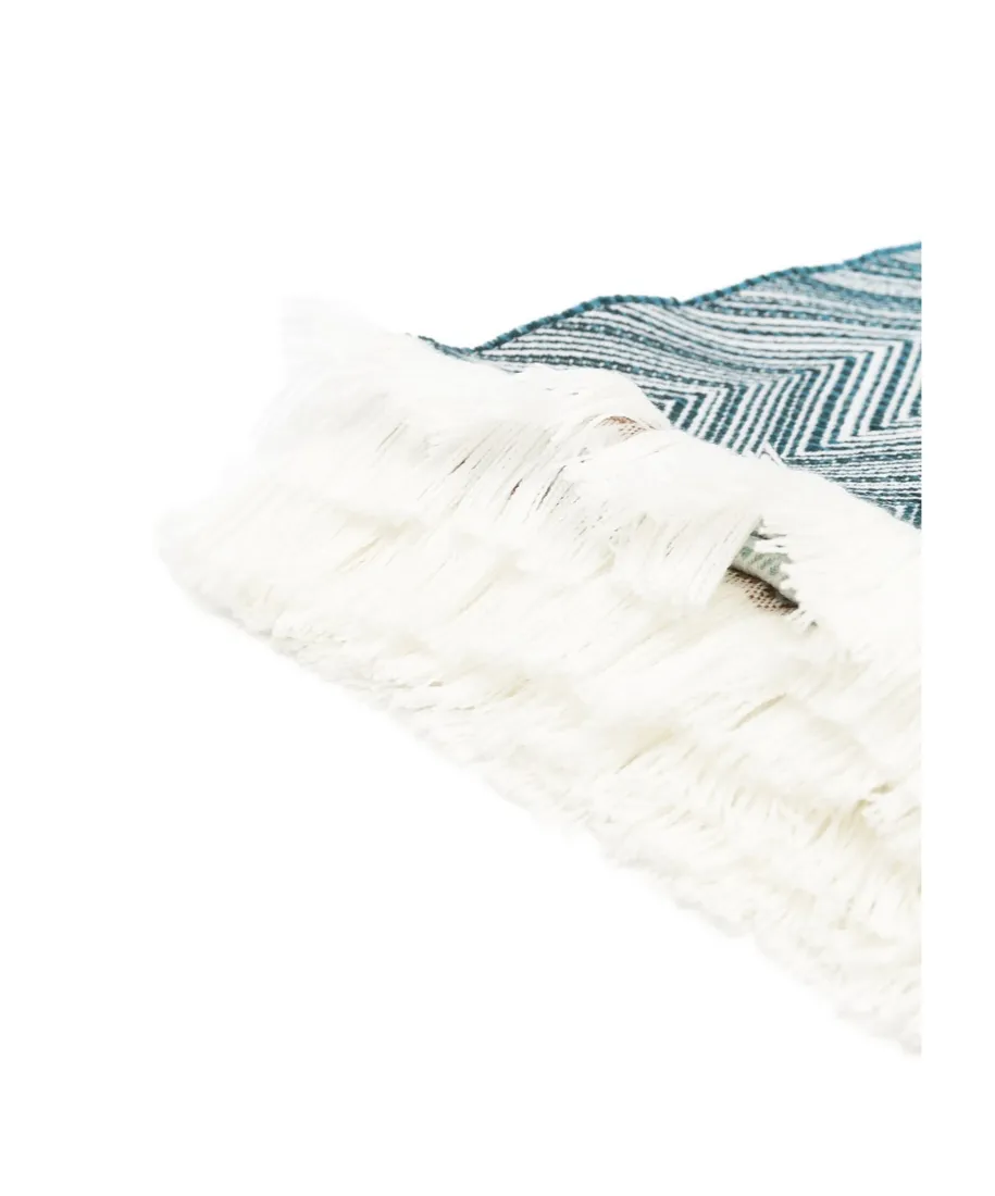 Chevron-Pattern Fringed Blanket