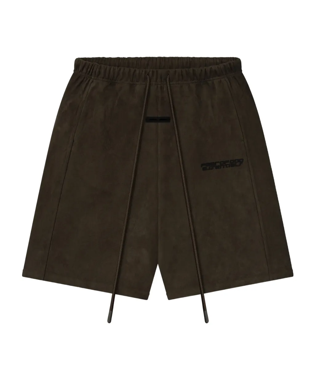 Relaxed Suede-Effect Drawstring Shorts