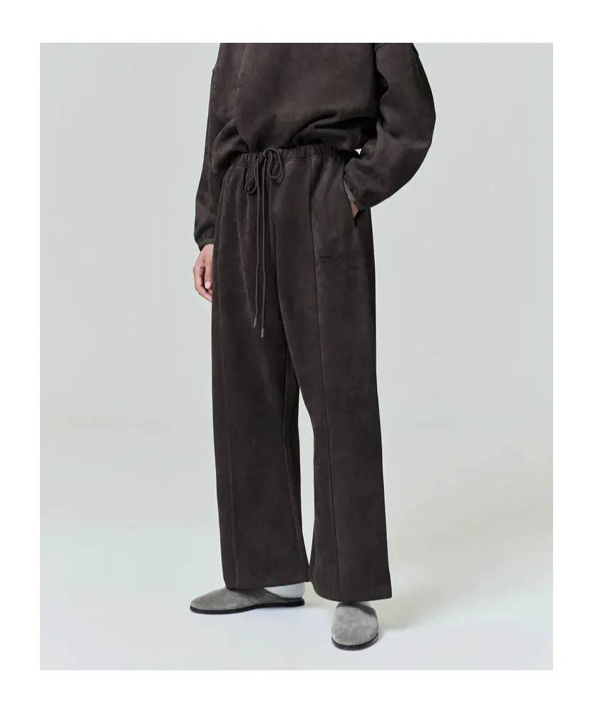 Suede-Effect Flared Track Pants