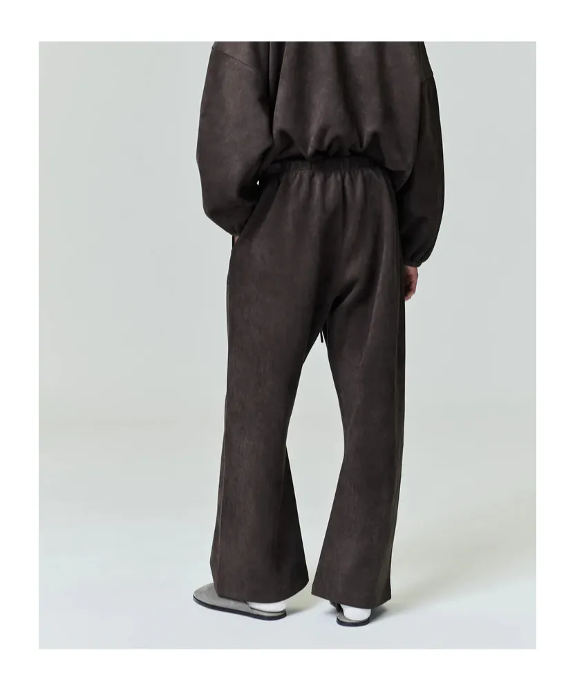 Suede-Effect Flared Track Pants