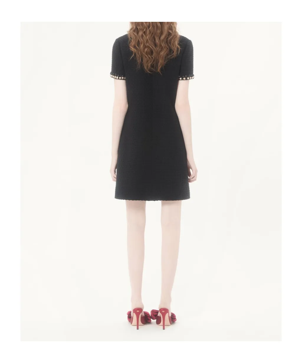 Embroidered Canestrello Tweed Short Dress