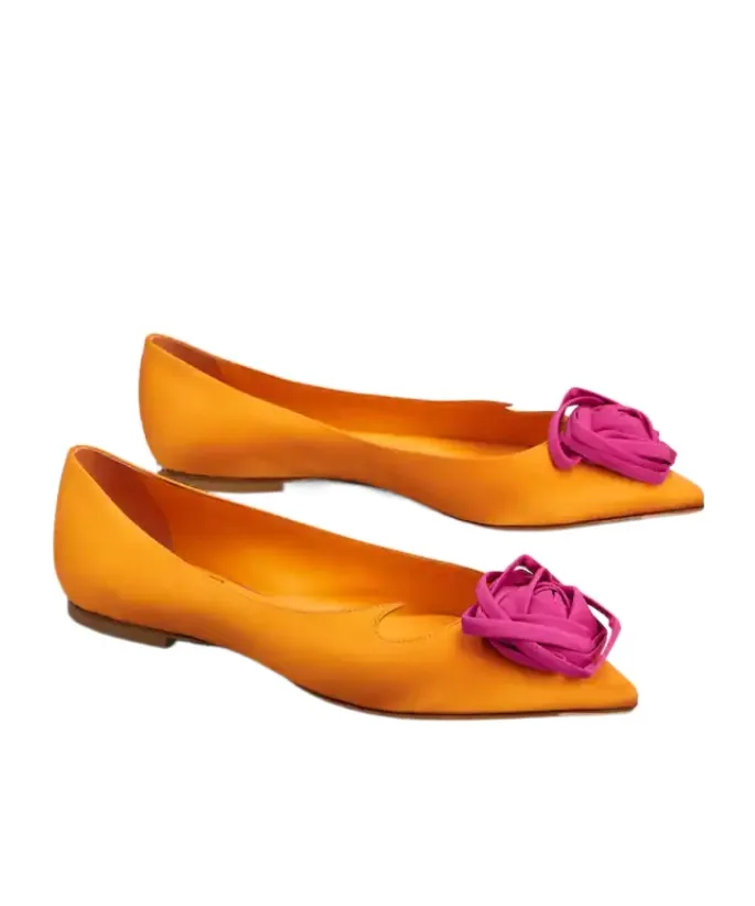 Rose Vivier Ballerinas In Satin