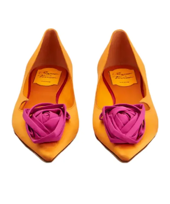 Rose Vivier Ballerinas In Satin