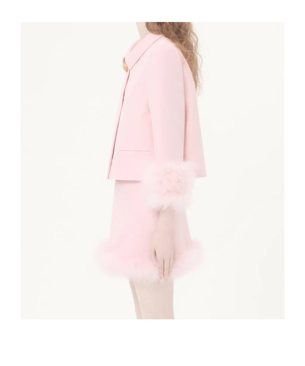 Crepe Couture Jacket With Feathers