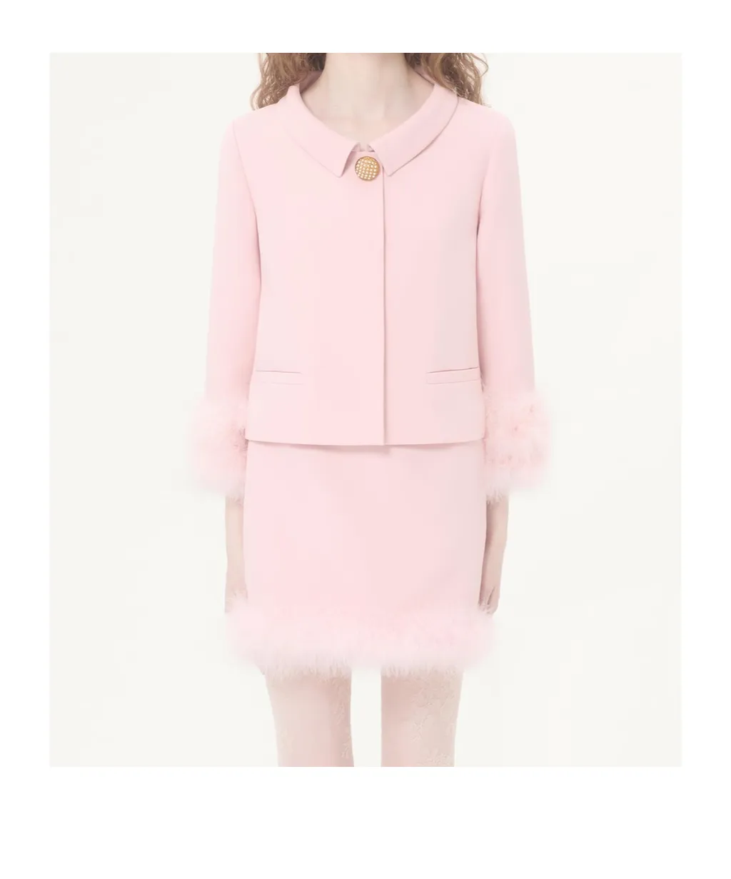 Crepe Couture Jacket With Feathers