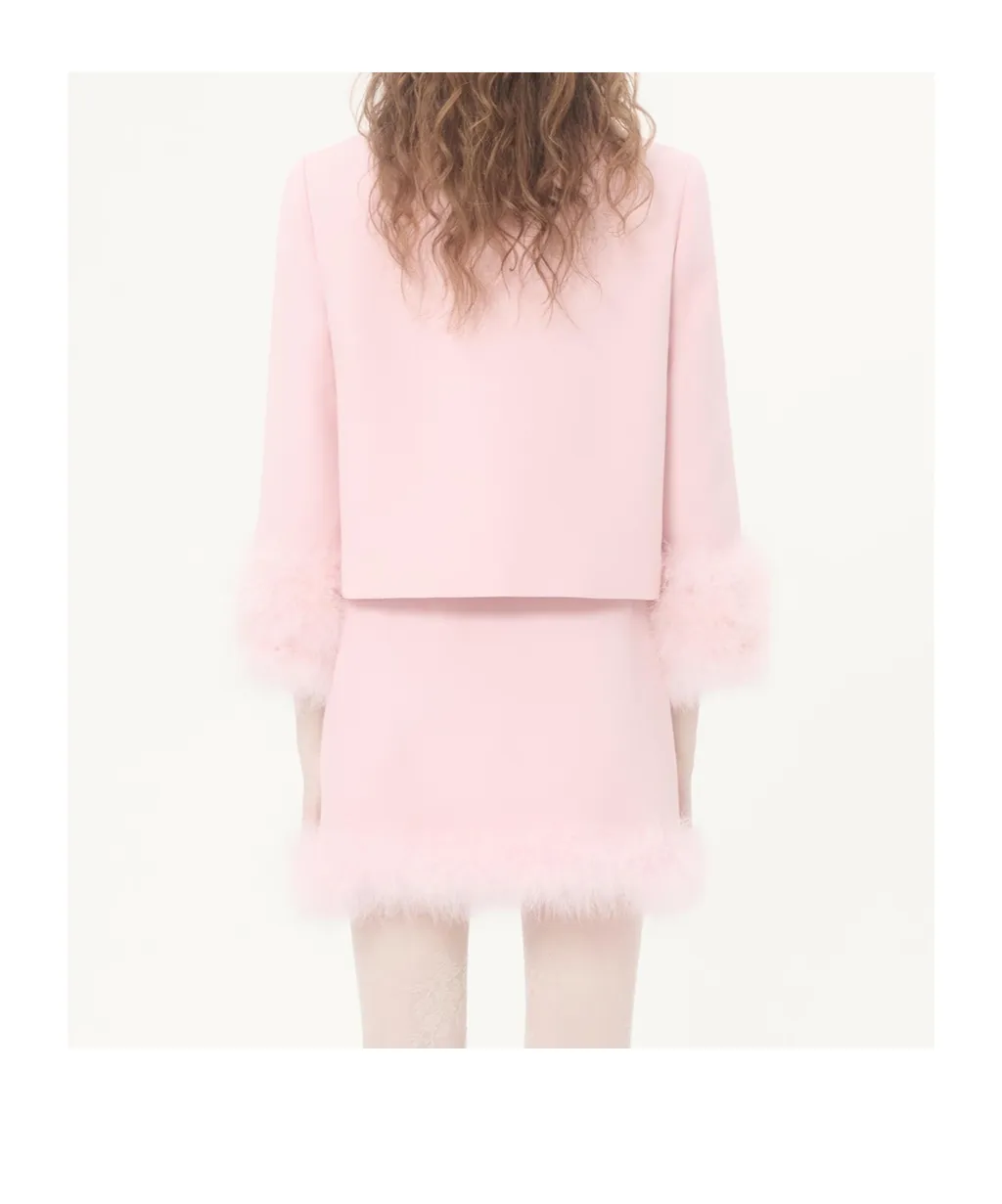 Crepe Couture Jacket With Feathers