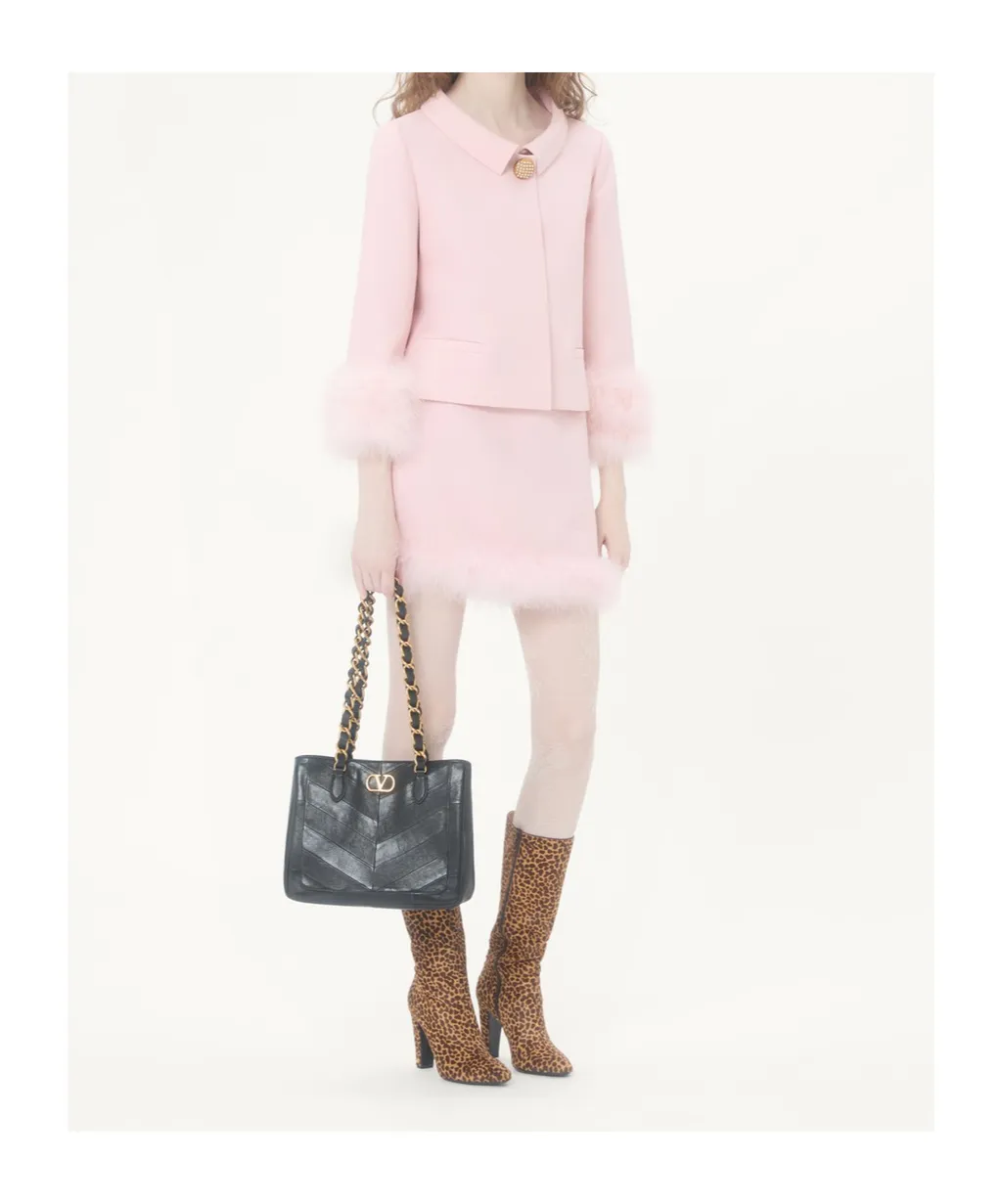 Crepe Couture Jacket With Feathers