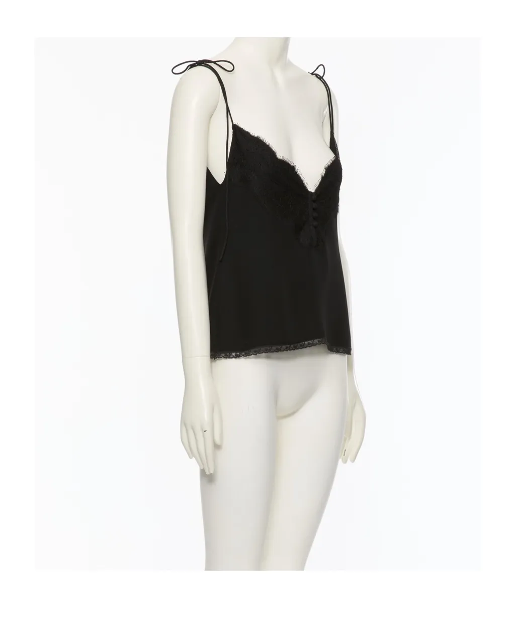Valentino Lace Trim V-Neck Top