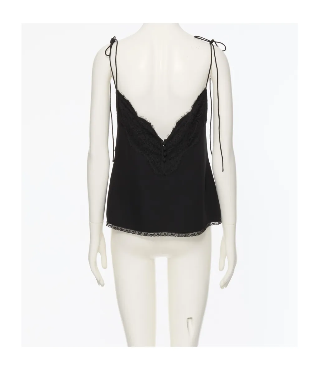 Valentino Lace Trim V-Neck Top