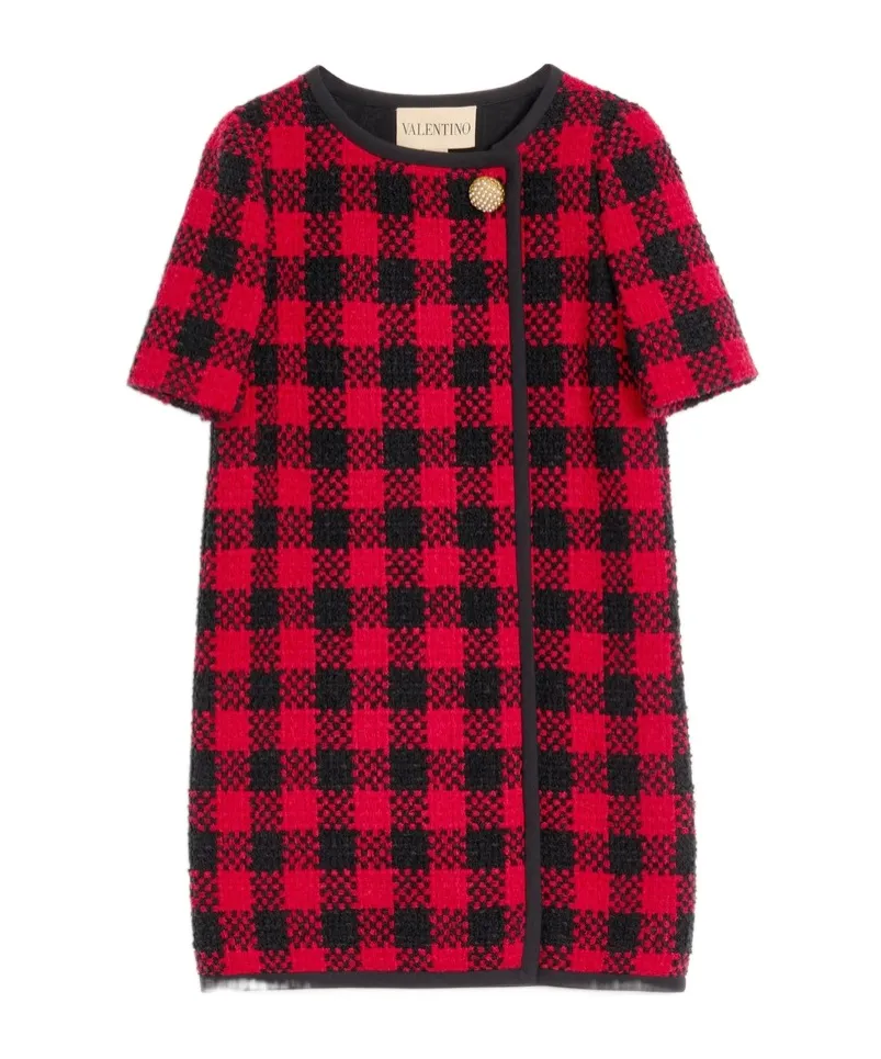 Short Dress In Damier Tweed