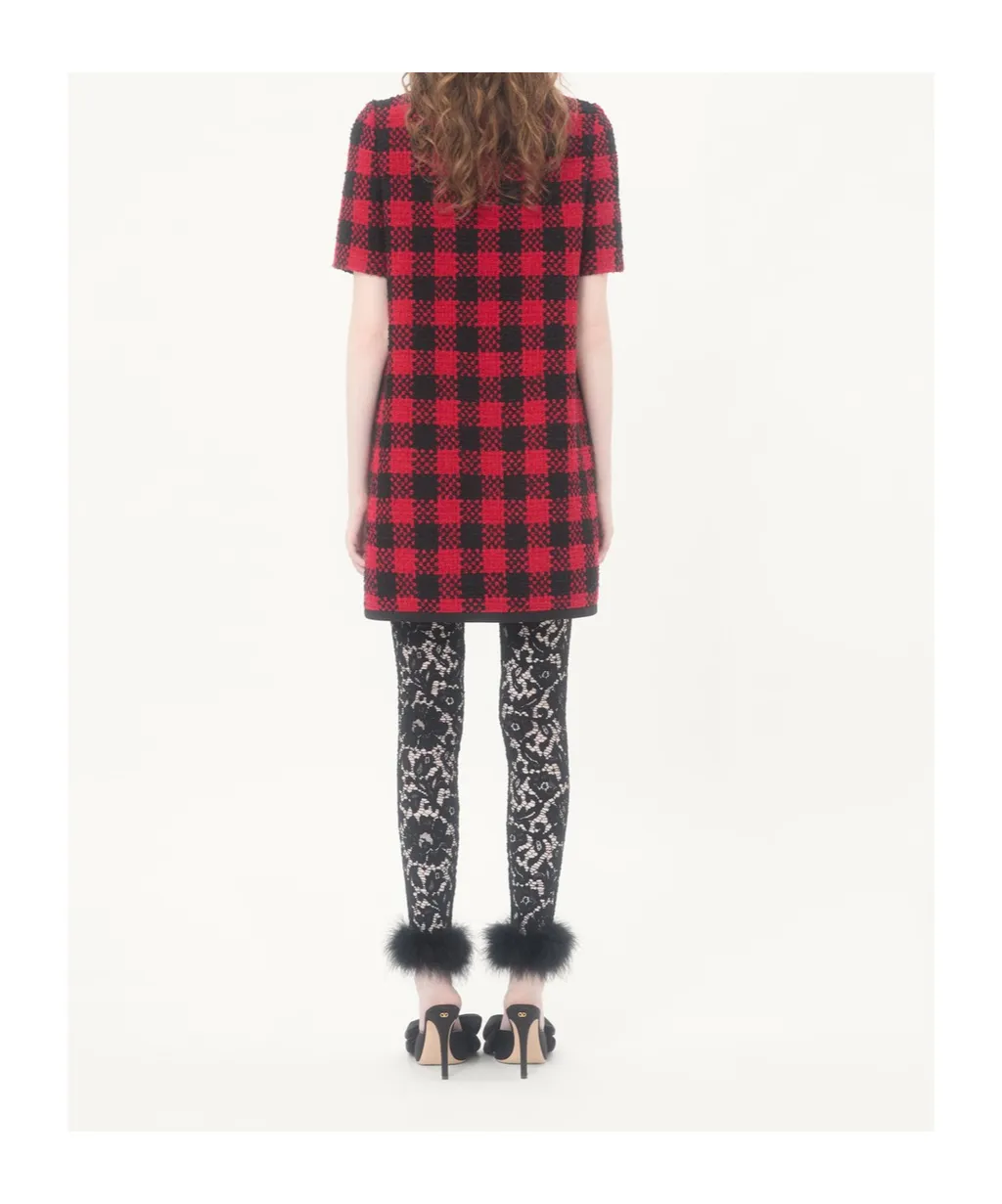 Short Dress In Damier Tweed