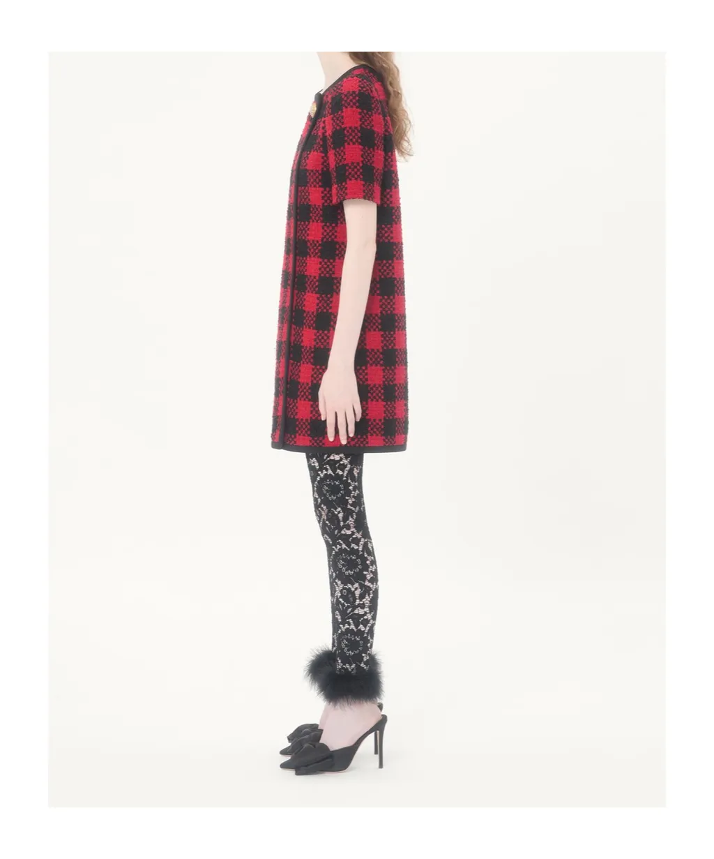 Short Dress In Damier Tweed
