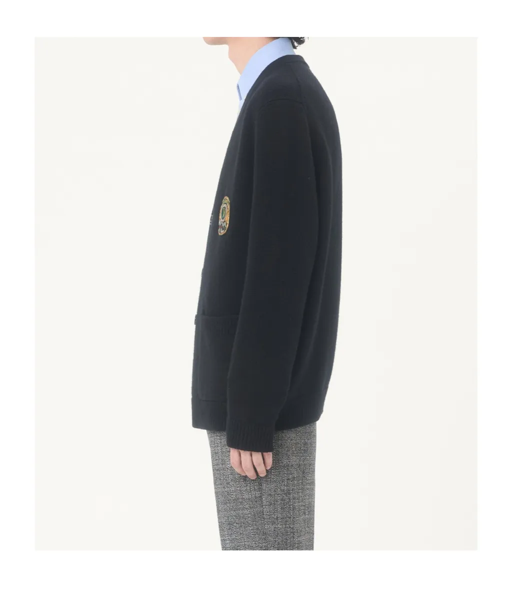 Valentino Wool Cardigan With Embroidered Valentino Patch