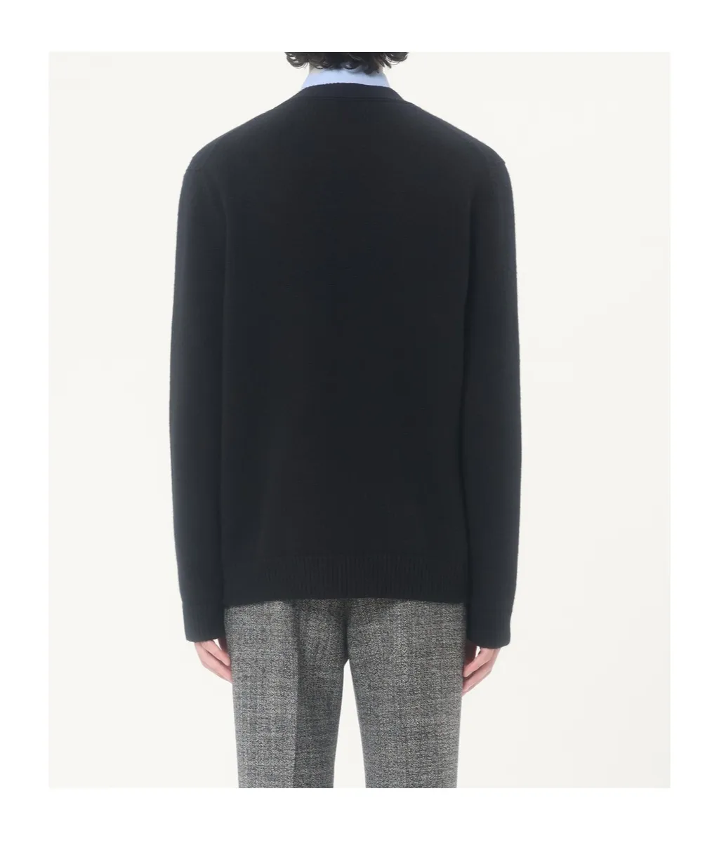 Valentino Wool Cardigan With Embroidered Valentino Patch