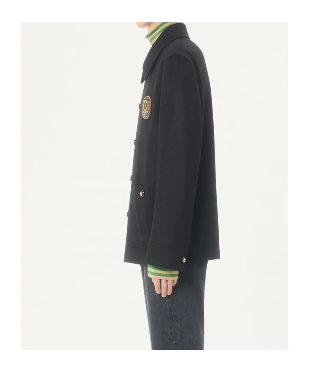 Valentino Wool And Cashmere Jacket With Embroidered Valentino Patch