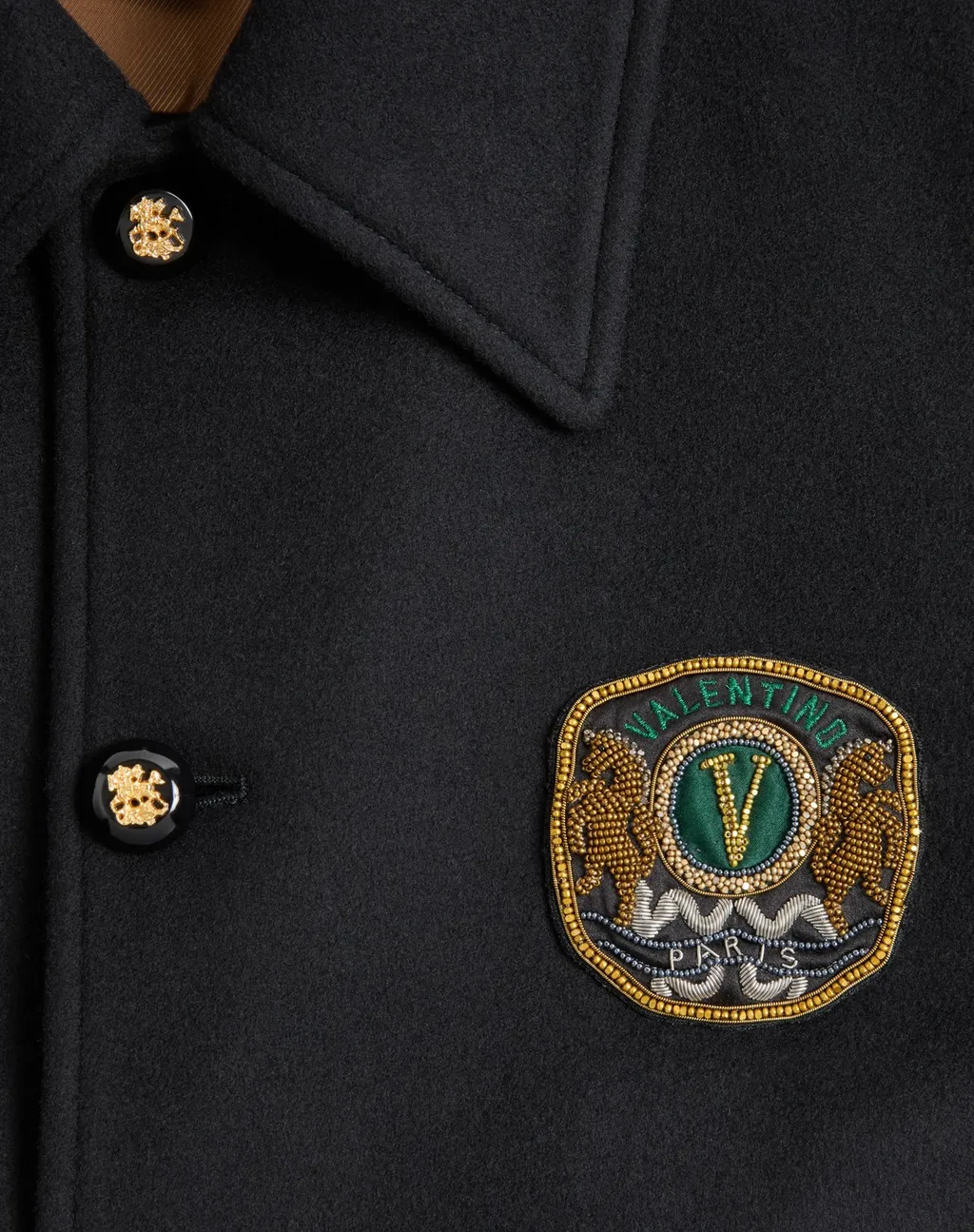 Valentino Wool And Cashmere Jacket With Embroidered Valentino Patch