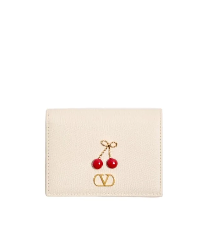 Valentino Cherryfic Logo Plaque Wallet