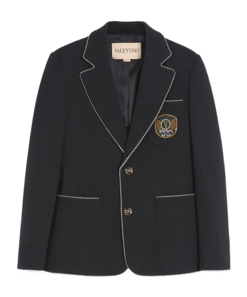 Valentino Logo Patch Single-Breasted Jacket